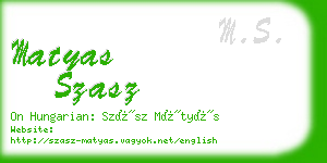 matyas szasz business card